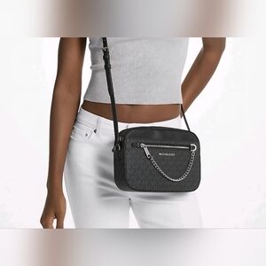 Michael Kors Jet Set Large Logo Crossbody Bag (Black) NWT